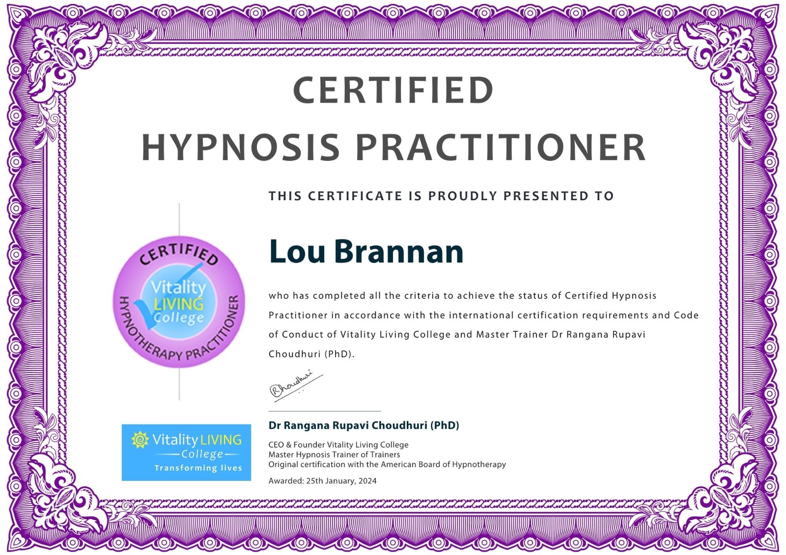 CERTIFIED HYPNOSIS PRACTITIONER