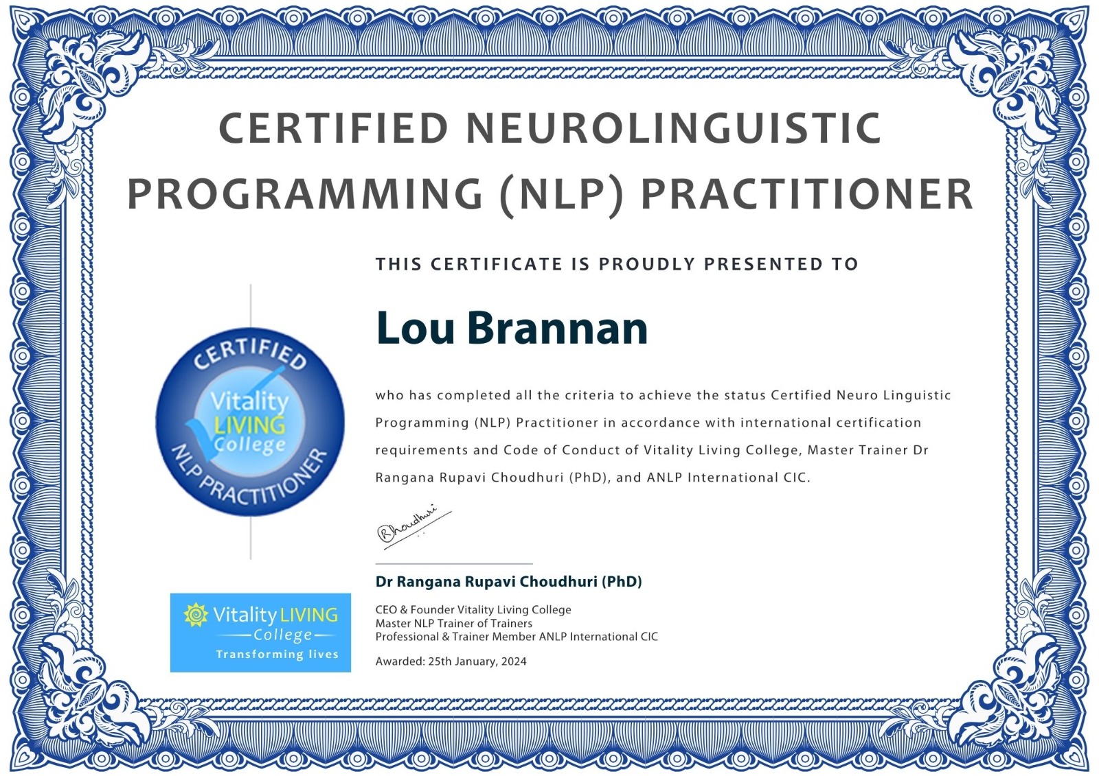 CERTIFIED NLP PRACTITIONER